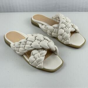 Vionic Kalina White Braided Slide Sandals Modern Minimalist Women Size 7 EUR 37